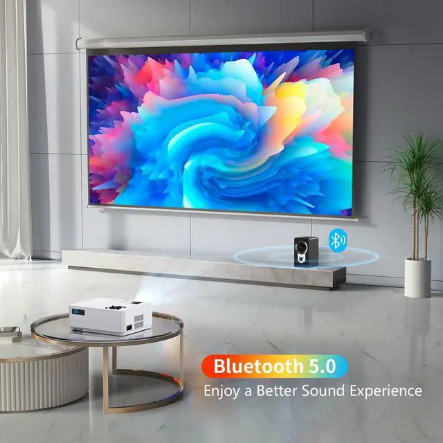 Alt view image 5 of 7 - 5G WiFi Bluetooth Native 1080P Projector, 12000LM Full HD Movie Projector, 300" Display Support 4k Home Theater,Compatible with iOS/Android/XBox/PS4/TV Stick/HDMI/USB (White)