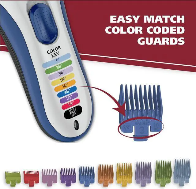 Alt view image 5 of 7 - Wahl Color Pro Cordless Rechargeable Hair Clipper & Trimmer  Easy Color-Coded Guide Combs - for Men, Women, & Children  Model 9649P