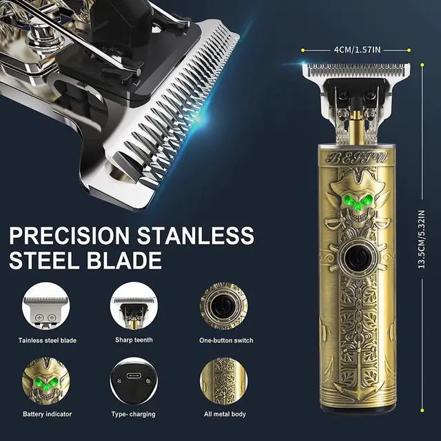 Alt view image 2 of 6 - Beard Trimmer for Men, Zero Gapped Trimmer for Men T-Blade Trimmer Cordless Rechargeable Edgers Clippers Haircut & Grooming Kit with Travel Storage Case