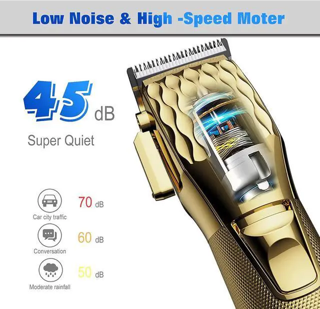 Alt view image 5 of 7 - Professional Hair Clippers for Men - Cordless Barber Clippers for Hair Cutting, Rechargeable Hair Beard Trimmer with LED Display & Quality Travel Storage Case (Gold)