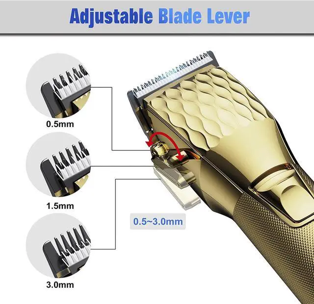 Alt view image 3 of 7 - Professional Hair Clippers for Men - Cordless Barber Clippers for Hair Cutting, Rechargeable Hair Beard Trimmer with LED Display & Quality Travel Storage Case (Gold)