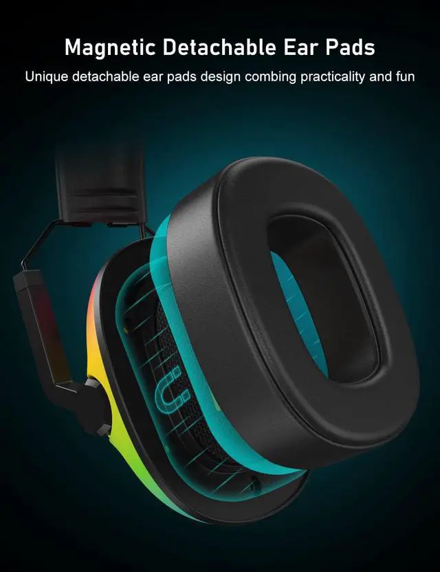 Alt view image 3 of 7 - SG500 Gaming Headset for PS5 PS4 Xbox, Surround Sound Headset with Noise Canceling Microphone - Detachable Memory Foam Ear Pads Portable Foldable Headphones for PC Switch - Gradient