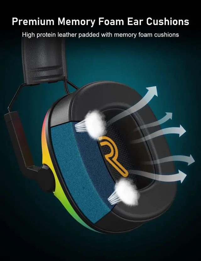 Alt view image 4 of 7 - SG500 Gaming Headset for PS5 PS4 Xbox, Surround Sound Headset with Noise Canceling Microphone - Detachable Memory Foam Ear Pads Portable Foldable Headphones for PC Switch - Gradient
