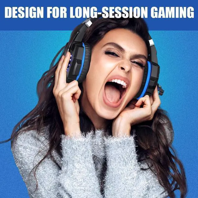Alt view image 6 of 7 - G9000 Stereo Gaming Headset for PS4 PC Xbox One PS5 Controller, Noise Cancelling Over Ear Headphones with Mic, LED Light, Bass Surround, Soft Memory Earmuffs for Laptop Mac Nintendo NES Games
