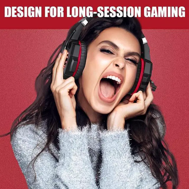 Alt view image 6 of 7 - G9000 Stereo Pro Gaming Headset for PS4, PC, Xbox One Controller, Noise Cancelling Over Ear Headphones with Mic, LED Light, Bass Surround, Soft Memory Earmuffs for Laptop Mac Wii Accessory Kits