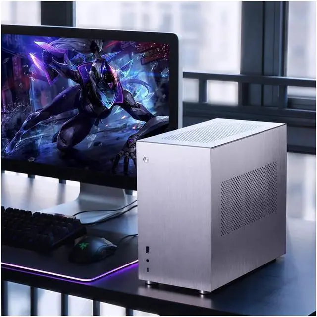 Alt view image 4 of 4 - V-10 Mini-ITX Gaming Computer Chassis Support ITX Motherboard Vertical Air Channel USB 3.0 *1 Aluminum Version-Silver (without accessories)