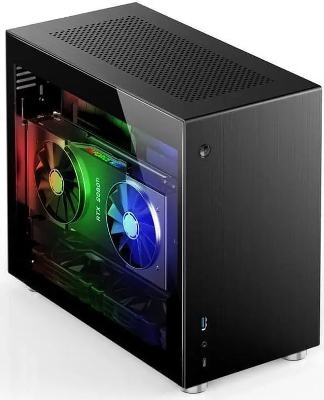 Alt view image 2 of 2 - V-10 Mini-ITX Gaming Computer Case Support ITX Motherboard Vertical Air Channel USB 3.0 *1 Aluminum Version - Black (without accessories) Dual Side Glasses