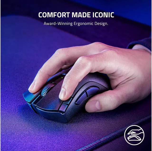 Alt view image 4 of 6 - DeathAdder V2 X Hyperspeed: Award-Winning Ergonomic Design - Ultra-Fast Hyperspeed Wireless - 235hr Battery Life - 7 Programmable Buttons - Gen 2 Mechanical Switches - 5G 14K DPI Optical Sensor