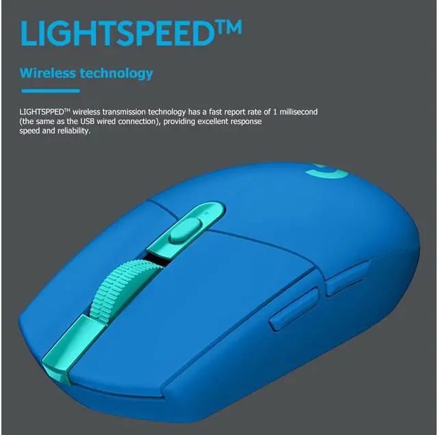 Alt view image 5 of 5 - Logitech G304 Lightspeed Wireless Gaming Mouse 6 Programmable Keys 12000DPI Support USB Interface Windows/Mac OS- Blue