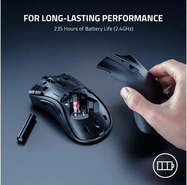 Alt view image 2 of 6 - DeathAdder V2 X Hyperspeed: Award-Winning Ergonomic Design - Ultra-Fast Hyperspeed Wireless - 235hr Battery Life - 7 Programmable Buttons - Gen 2 Mechanical Switches - 5G 14K DPI Optical Sensor