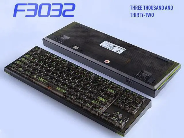 Alt view image 2 of 6 - AULA F3032 Wireless Mechanical Keyboard Bluetooth Three-mode Transparent Customized game-specific 87 keys RGB Backlit Hot Swap Ash Wood Switch Transparent Black