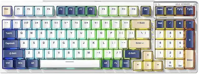 Main image of AULA F98 Wireless Mechanical Keyboard Bluetooth Three-mode Wired Transparent Customized Game hot-swap RGB Backlit 2*2000mAh Battery Ash Wood Switch Summer