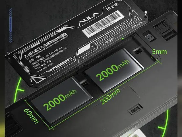 Alt view image 5 of 5 - AULA F98 Wireless Mechanical Keyboard Bluetooth Three-mode Wired Transparent Customized Game hot-swap RGB Backlit 2*2000mAh Battery Ash Wood Switch Forest