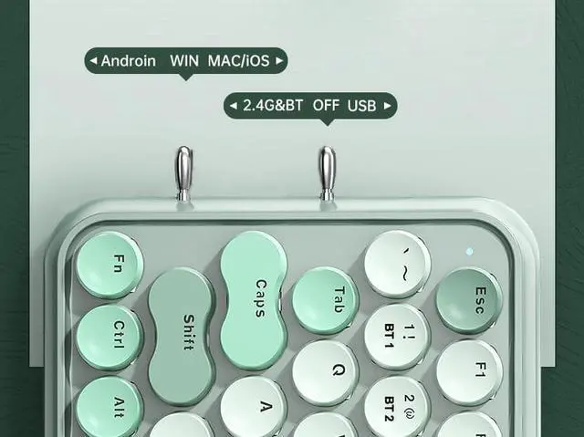 Alt view image 6 of 6 - AULA F3680 Retro Typewriter Mechanical Keyboard Three Mode COnnection Wireless Bluetooth Wired 79 Keys Keyboard For Gaming ,Office, Home, 1500mAh, Anti Ghosting Blue Switch Green