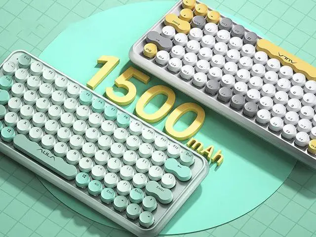 Alt view image 5 of 6 - AULA F3680 Retro Typewriter Mechanical Keyboard Three Mode COnnection Wireless Bluetooth Wired 79 Keys Keyboard For Gaming ,Office, Home, 1500mAh, Anti Ghosting Blue Switch Green