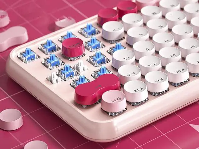 Alt view image 2 of 4 - AULA F3680 Retro Typewriter Mechanical Keyboard Three Mode COnnection Wireless Bluetooth Wired 79 Keys Keyboard For Gaming ,Office, Home, 1500mAh, Anti Ghosting Blue Switch Red