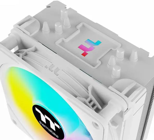 Alt view image 4 of 7 - Thermaltake Steel Shadow 400P Snow White Edition CPU Air Cooling Radiator, ARGB Fan, PWM Temperature Control, Colorful LOGO, 4 Heatpipes, Support AM5, LGA 1700 (White)