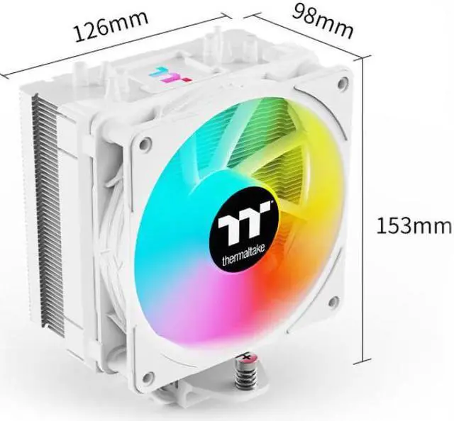 Alt view image 7 of 7 - Thermaltake Steel Shadow 400P Snow White Edition CPU Air Cooling Radiator, ARGB Fan, PWM Temperature Control, Colorful LOGO, 4 Heatpipes, Support AM5, LGA 1700 (White)