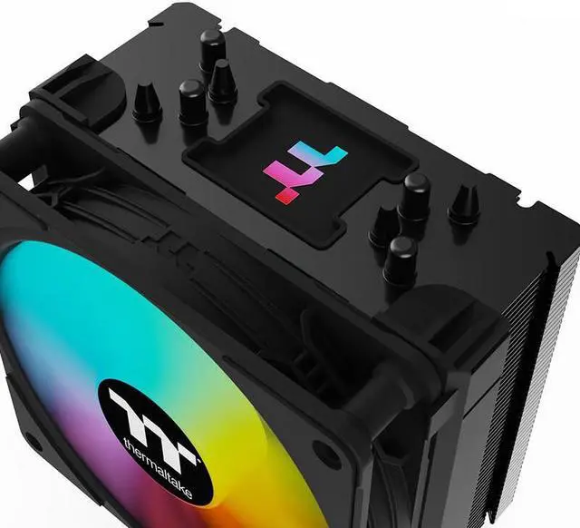 Alt view image 3 of 7 - Thermaltake Steel Shadow 400P Obsidian Black Edition CPU Air Cooling Radiator, ARGB Fan, PWM Temperature Control, Colorful LOGO, 4 Heatpipes, Support AM5, LGA 1700 (Black)
