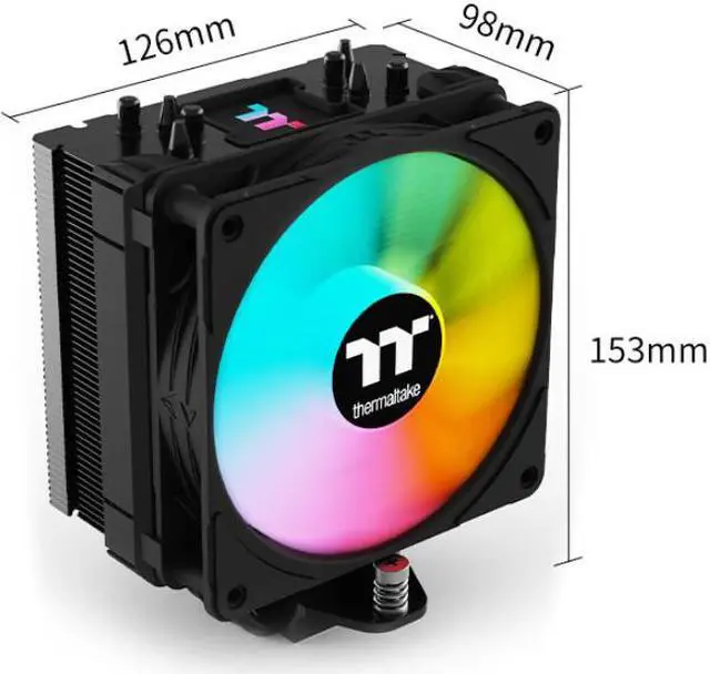 Alt view image 7 of 7 - Thermaltake Steel Shadow 400P Obsidian Black Edition CPU Air Cooling Radiator, ARGB Fan, PWM Temperature Control, Colorful LOGO, 4 Heatpipes, Support AM5, LGA 1700 (Black)