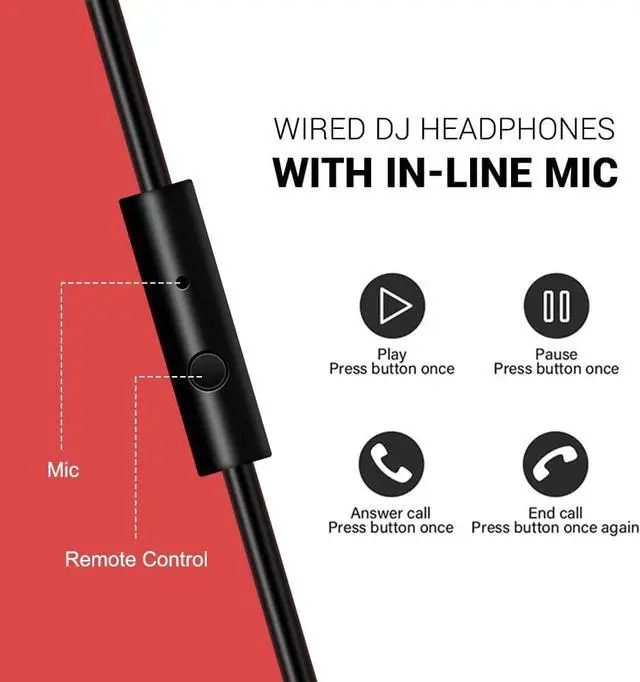 Alt view image 2 of 6 - Corn Over Ear Headphones for Women and Girls, Wired Bass Stereo Sound Headsets with Share Port and 50mm Driver Rose Gold Headsets with Mic for PC Phone Laptop Guitar Piano Mp3/4 Tablet (Red)