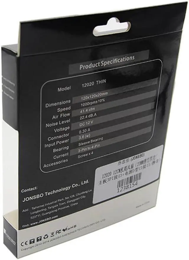 Alt view image 5 of 6 - JONSBO 12020 series Case Fan Ultra-thin Silent 12cm Computer PC Fan, a Small 3Pin+a Big 4Pin, 13 Blades 120×120×20MM