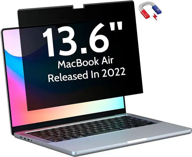 Main image of Magnetic Easy On/Off Privacy Screen Protector for MacBook Air 13.6" M2 2022 Release, Anti-Spy Tempered Glass Tinted Screen Film Guard for MacBook Air 13.6 Inch A2681