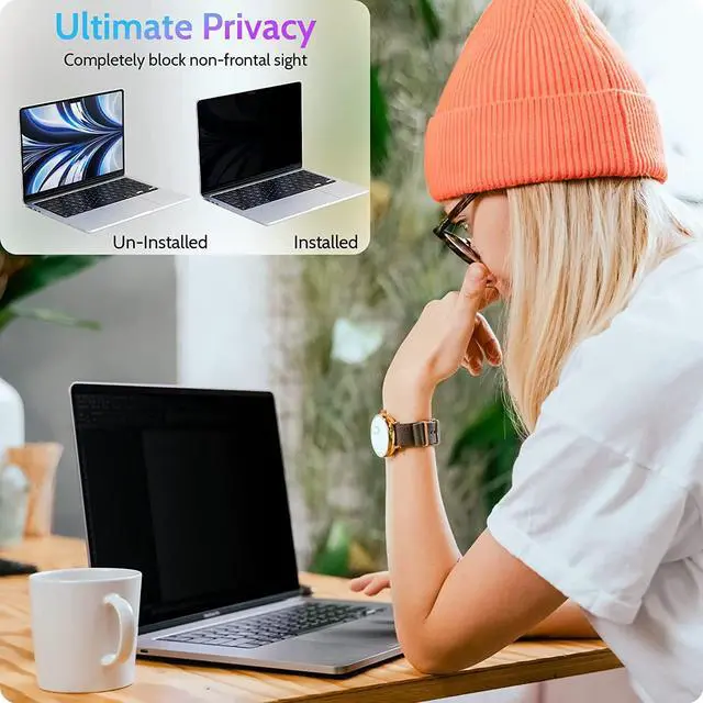 Alt view image 4 of 7 - Magnetic Easy On/Off Privacy Screen Protector for MacBook Air 13.6" M2 2022 Release, Anti-Spy Tempered Glass Tinted Screen Film Guard for MacBook Air 13.6 Inch A2681