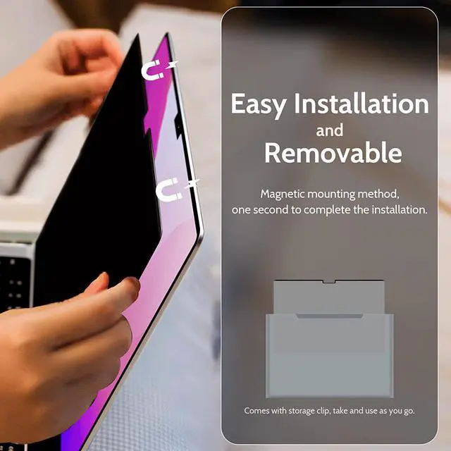 Alt view image 6 of 7 - Privacy Screen Macbook Air 13 Inch(2018-2022, M1)/Macbook Pro 13 In(2016-2022, M1, M2), Magnetic Removable Anti Blue Light Glare Filter Privacy Screen Protector for Mac 13" Laptop