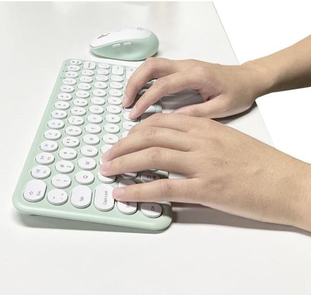 Alt view image 4 of 7 - Wireless Keyboard and Mouse, Jelly Comb Slim Compact Quiet Small Keyboard and Mouse Combo for Windows, Laptop, PC, Notebook-White and Mint Green