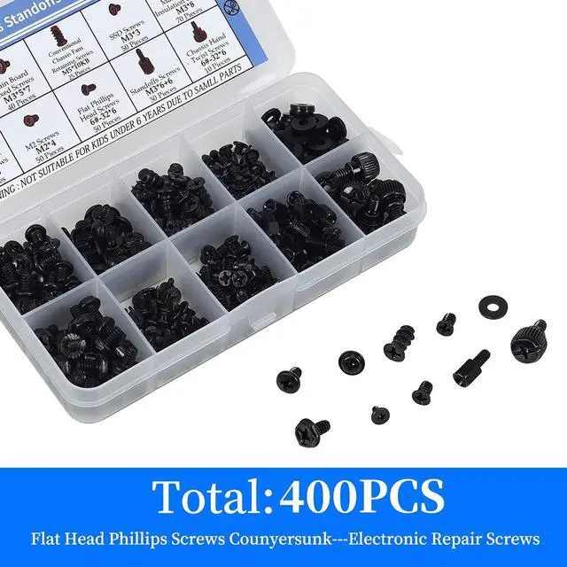 Alt view image 5 of 6 - 400PCS Computer Screws Motherboard Standoffs Assortment Kit for Universal Motherboard HDD SSD PCIE M.2 Hard Drive PC Fan Power Supply Graphics PC Case, Motherboard Screws for DIY & Repair