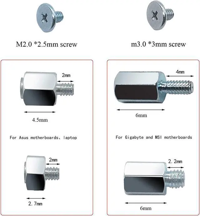 Alt view image 3 of 6 - PCIe NVMe M.2 SSD Mounting Screws Kit for Asus Gigabyte ASRock Msi Motherboards, 30pcs