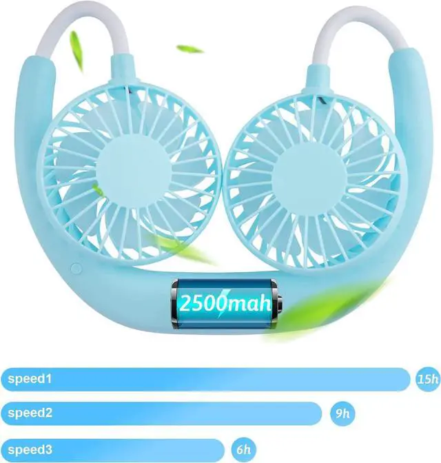 Alt view image 4 of 6 - CORN Neck Fan, Portable USB Personal Hand Free Mini Lazy person Neck Fan 360 Degree Rotation Cooling Handheld Wearable Suitable Fan for Office Household Travel Room Outdoor Sports (Blue)