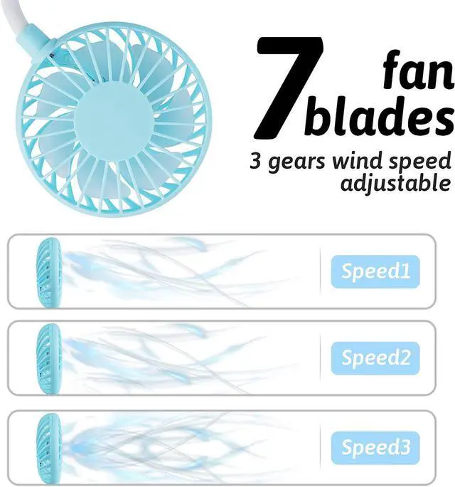 Alt view image 2 of 6 - CORN Neck Fan, Portable USB Personal Hand Free Mini Lazy person Neck Fan 360 Degree Rotation Cooling Handheld Wearable Suitable Fan for Office Household Travel Room Outdoor Sports (Blue)