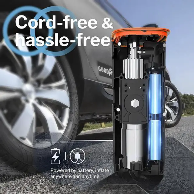Alt view image 5 of 6 - CORN Tire Inflator Portable Air Compressor - Air Pump for Car Tires by VacLife w/Auto-Shutoff, Air Compressor for Car (160PSI), Powerful & Portable Tire Inflator, Compact Bike Pump, Orange