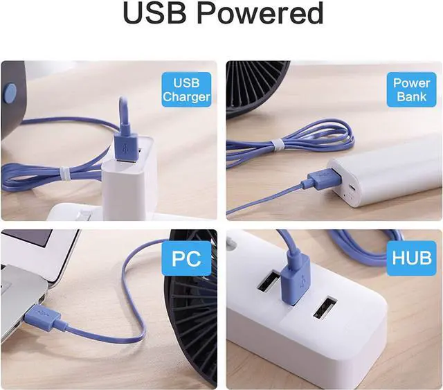 Alt view image 3 of 6 - SmartDevil Small Personal USB Desk Fan,3 Speeds Portable Desktop Table Cooling Fan Powered by USB,Strong Wind,Quiet Operation,for Home Office Car Outdoor Travel (Navy Blue)