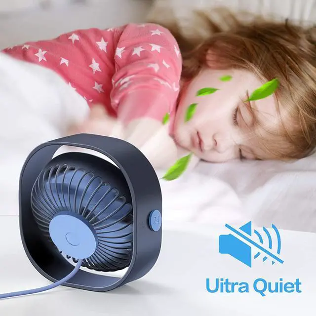 Alt view image 4 of 6 - SmartDevil Small Personal USB Desk Fan,3 Speeds Portable Desktop Table Cooling Fan Powered by USB,Strong Wind,Quiet Operation,for Home Office Car Outdoor Travel (Navy Blue)