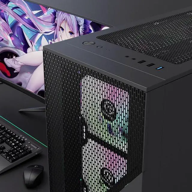 Alt view image 5 of 6 - Thermaltake(Tt) Navigator L5 Black Mini ITX/Micro ATX Mini Tower Computer Case, Non-slip Base, Triangular Shape Translucent Hollow Design, Standard Equipped With one 120mm Fan