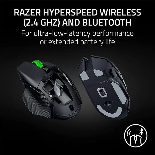 Alt view image 3 of 7 - Razer Basilisk V3 X HyperSpeed Customizable Wireless Gaming Mouse: Mechanical Switches Gen-2-5G Advanced 18K Optical Sensor - Chroma RGB - 9 Programmable Controls - 535 Hr Battery - Classic Black