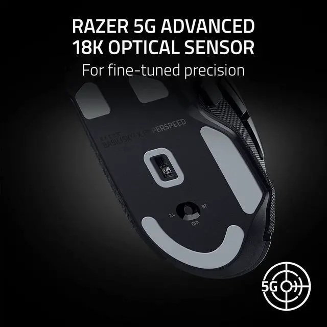 Alt view image 5 of 7 - Razer Basilisk V3 X HyperSpeed Customizable Wireless Gaming Mouse: Mechanical Switches Gen-2-5G Advanced 18K Optical Sensor - Chroma RGB - 9 Programmable Controls - 535 Hr Battery - Classic Black