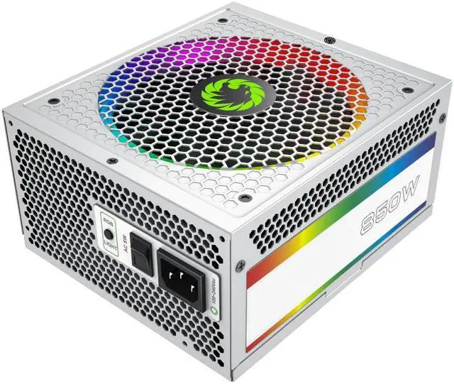 Alt view image 2 of 7 - GAMEMAX RGB-850 Pro Fully Modular Power Supply, 80 PLUS Gold Certification, 12V Synchronous Rectification Design, 140mm ARGB Fan, Support Motherboard RGB Light Synchronization - White