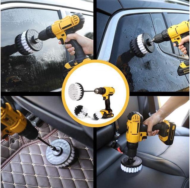 4 Pcs Drill Brush Car Detailing Kit with Extend Attachment, Soft Bristle  Power Scrubber Brush Set for Cleaning Car, Boat, Seat, Carpet, Upholstery  and