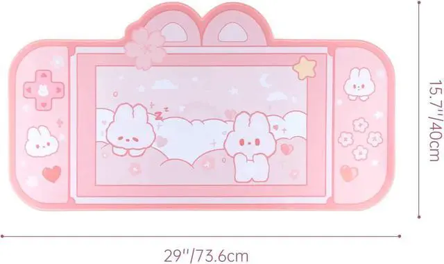 Alt view image 6 of 7 - Corn Bunny Desk Pad | NS Switch Keyboard Gaming Mat Large Mat Mousepad | Pastel Pink Animal Kawaii Cute Anime Desk Blotter Protector (Pink Rabbit, Large)