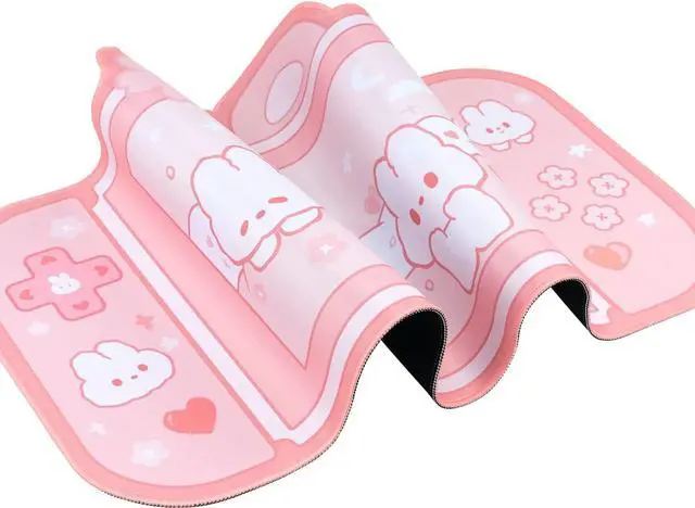 Alt view image 3 of 7 - Corn Bunny Desk Pad | NS Switch Keyboard Gaming Mat Large Mat Mousepad | Pastel Pink Animal Kawaii Cute Anime Desk Blotter Protector (Pink Rabbit, Large)