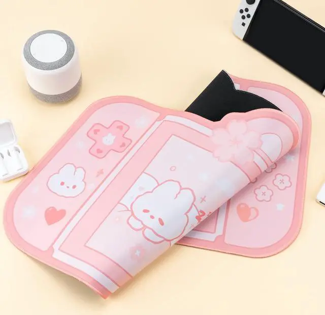 Alt view image 7 of 7 - Corn Bunny Desk Pad | NS Switch Keyboard Gaming Mat Large Mat Mousepad | Pastel Pink Animal Kawaii Cute Anime Desk Blotter Protector (Pink Rabbit, Large)