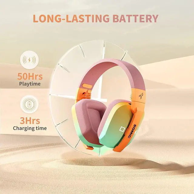 Alt view image 4 of 7 - SOMIC G810 Wireless Headset 2.4G Low Latency Headset for PC PS4 PS5 Laptop, Bluetooth 5.2 Wireless Headphone with Built-in Mic, 50H Playtime, RGB Light Foldable for Gamer (Xbox Only Work in Wired)