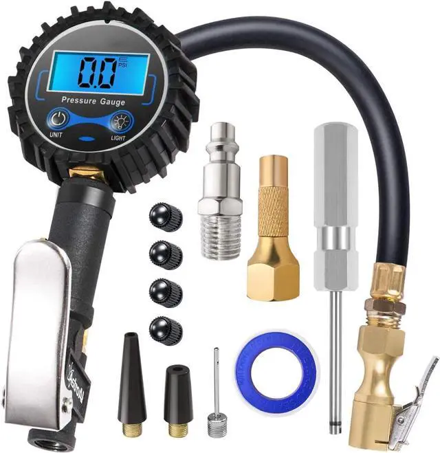 Main image of CORN Digital Tire Inflator with Pressure Gauge, 250 PSI Air Chuck and Compressor Accessories Heavy Duty with Rubber Hose and Quick Connect Coupler Car Accessories for 0.1 Display Resolution