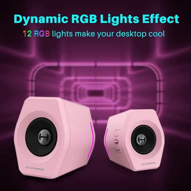 Alt view image 5 of 8 - Edifier G2000 32W PC Computer Speakers for Gaming Desktop PC Laptop Mac Computer Woofer Speakers Bluetooth USB 3.5mm AUX Inputs RGB Lights Multimedia Speakers Pink