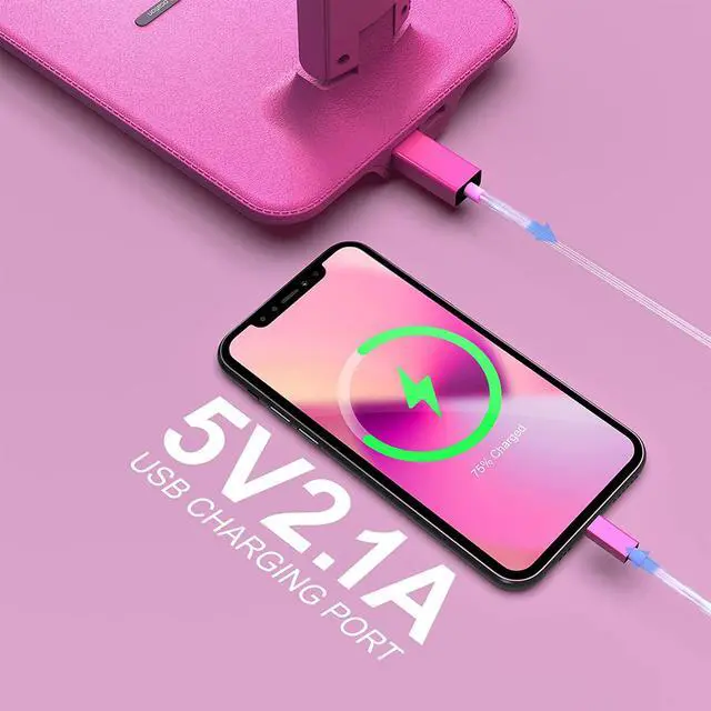 Alt view image 3 of 6 - Corn Desk Lamp, LED Desk Lamp with Wireless Charger, USB Charging Port, Table Lamp with Clock, Alarm, Date, Temperature, Office Lamp, Desk Lamps for Home Office,Pink