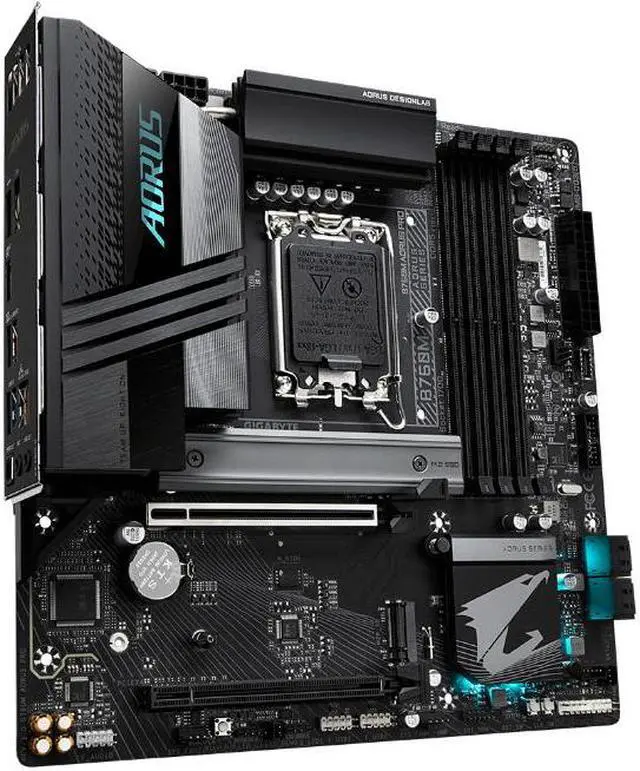 Alt view image 3 of 6 - GIGABYTE B760M AORUS PRO LGA 1700 Intel B760 M-ATX Motherboard With DDR5, 2* M.2, PCIe 4.0, USB 3.2 Gen 2*2 , 2.5GbE LAN, Q-Flash Plus